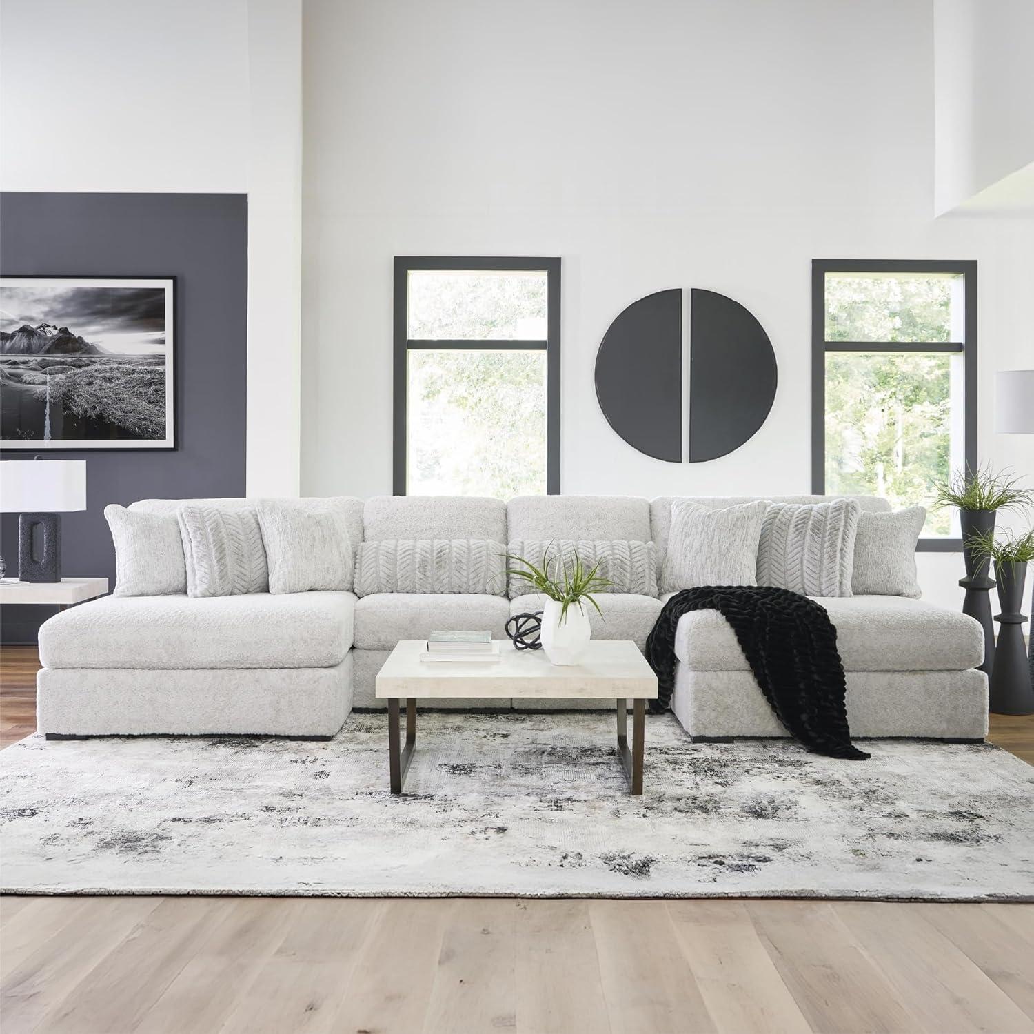 imageSignature Design by Ashley Snodoodle Straight Contemporary 3Piece Sectional with Removable Cushion and Reversible Cushion White4Piece Sectional with Chaise