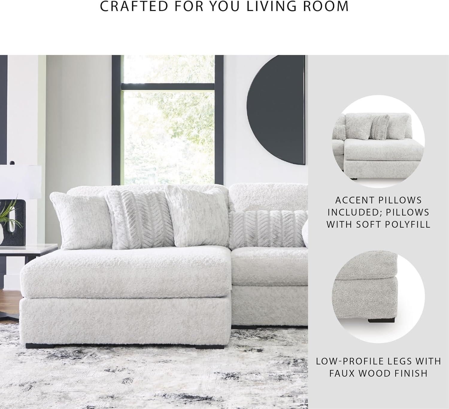 imageSignature Design by Ashley Snodoodle Straight Contemporary 3Piece Sectional with Removable Cushion and Reversible Cushion WhiteLeft Hand 3Piece Sectional with Chaise