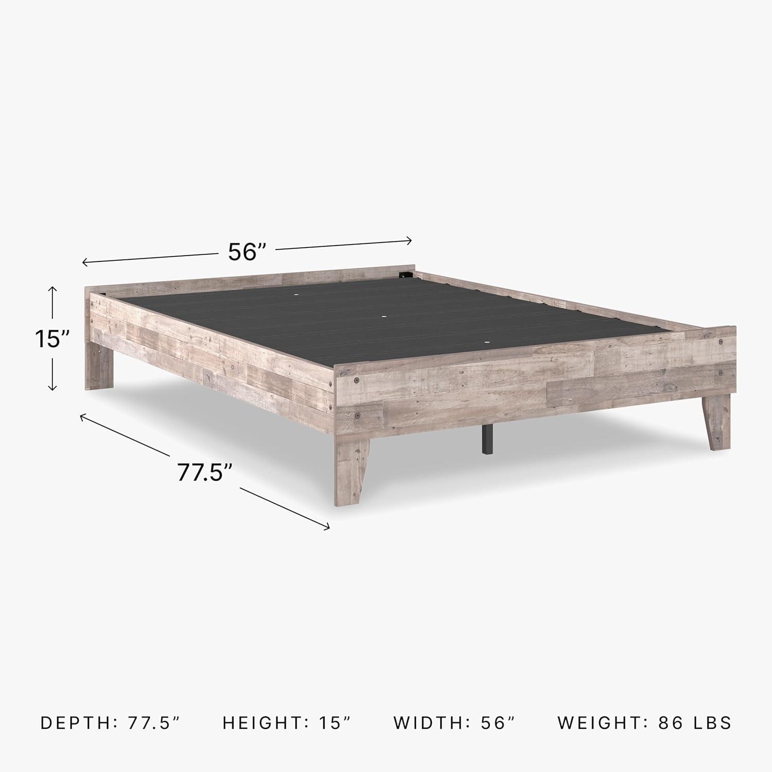 imageSignature Design by Ashley Socalle Contemporary Panel Platform Bed Foundation or Box Spring Not Needed Queen BeigeRustic Natural