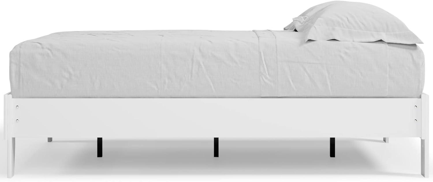 imageSignature Design by Ashley Socalle Contemporary Panel Platform Bed Foundation or Box Spring Not Needed Queen BeigeWhite