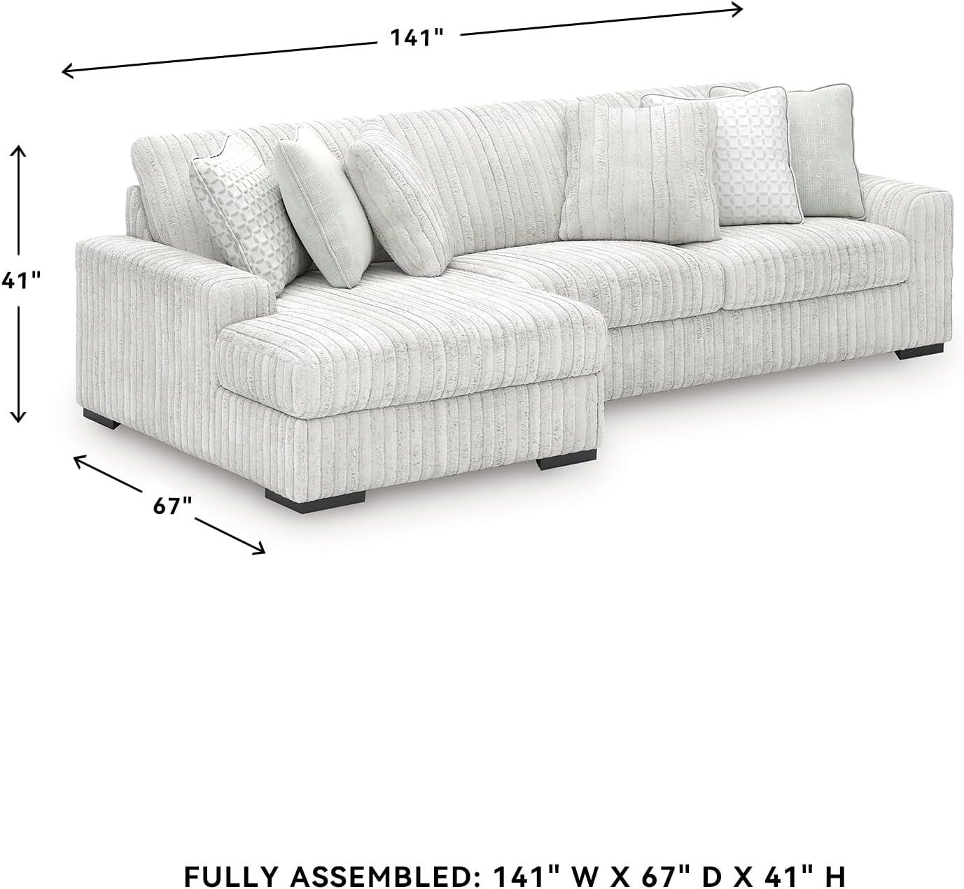 imageSignature Design by Ashley Stupendous Modern Anti Sag LeftArm Facing 2Piece Sectional with Chaise Reversible Cushions and 6 Accent Pillows Light GrayLight Gray