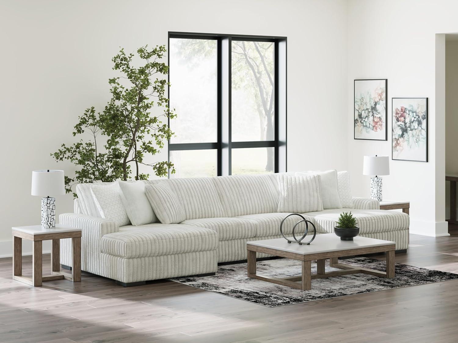 imageSignature Design by Ashley Stupendous Modern Anti Sag LeftArm Facing 2Piece Sectional with Chaise Reversible Cushions and 6 Accent Pillows Light GrayLight Gray