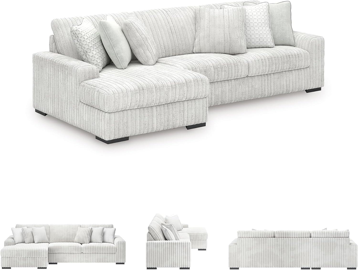 imageSignature Design by Ashley Stupendous Modern Anti Sag LeftArm Facing 2Piece Sectional with Chaise Reversible Cushions and 6 Accent Pillows Light GrayLight Gray