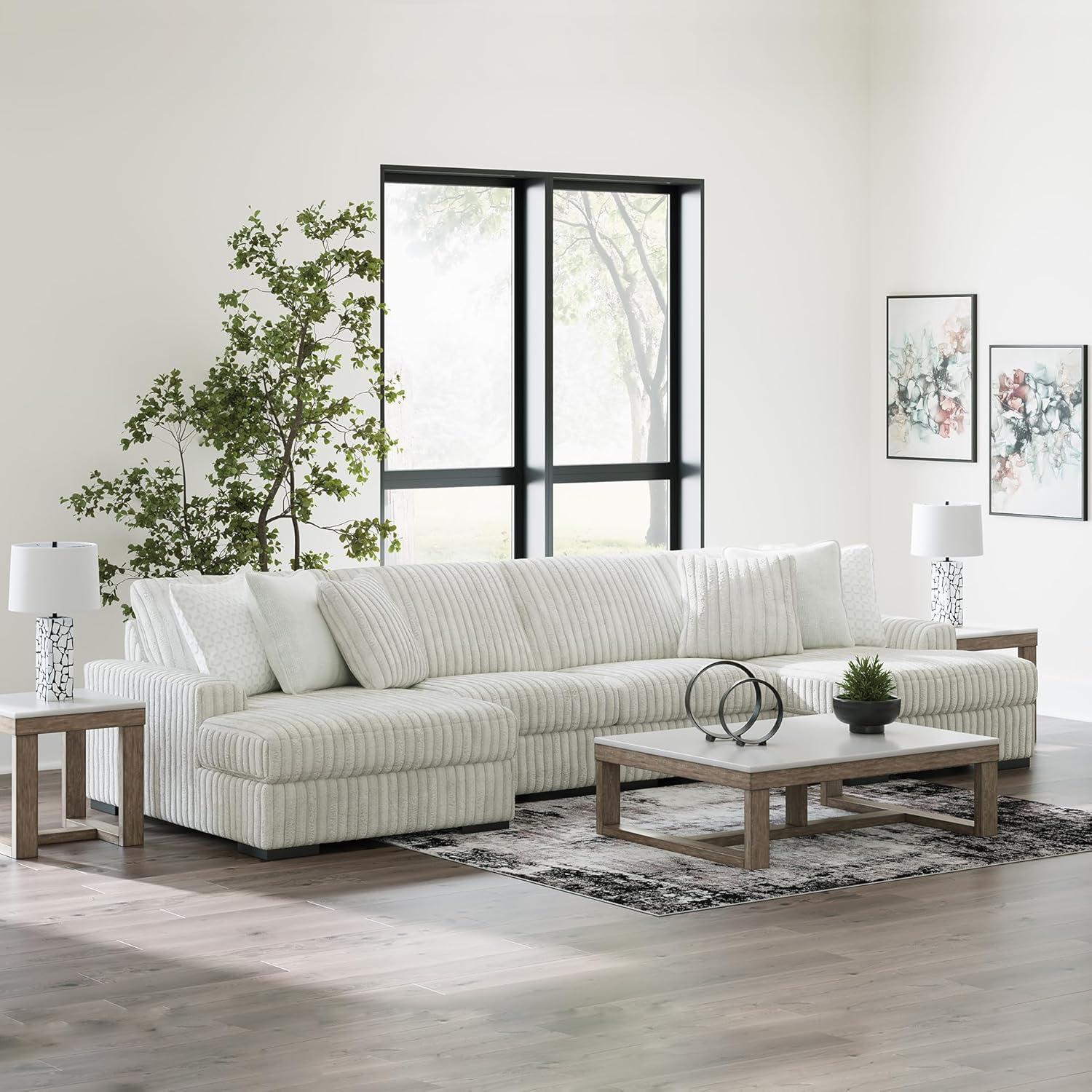 imageSignature Design by Ashley Stupendous Modern Anti Sag LeftArm Facing 2Piece Sectional with Chaise Reversible Cushions and 6 Accent Pillows Light GrayLight Gray