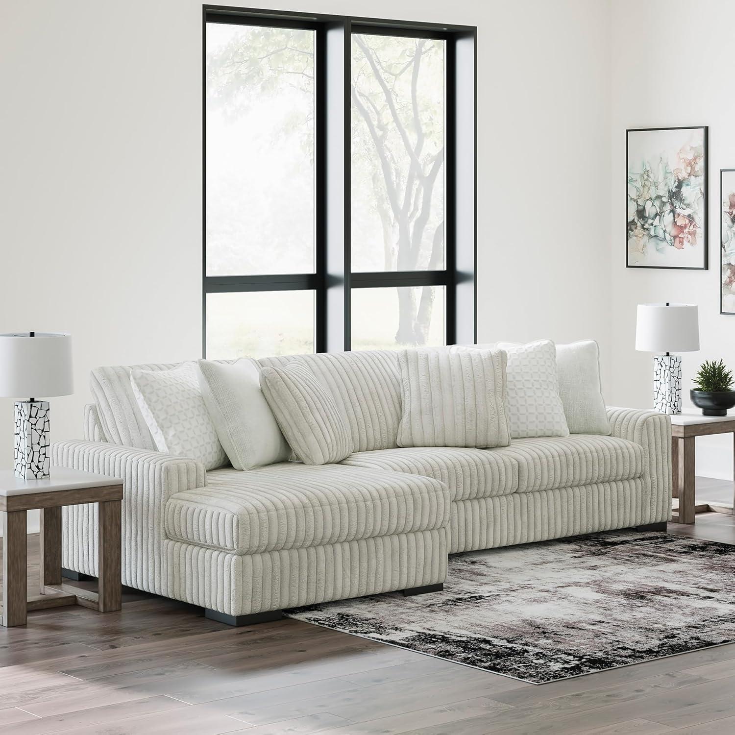 imageSignature Design by Ashley Stupendous Modern Anti Sag LeftArm Facing 2Piece Sectional with Chaise Reversible Cushions and 6 Accent Pillows Light GrayLight Gray