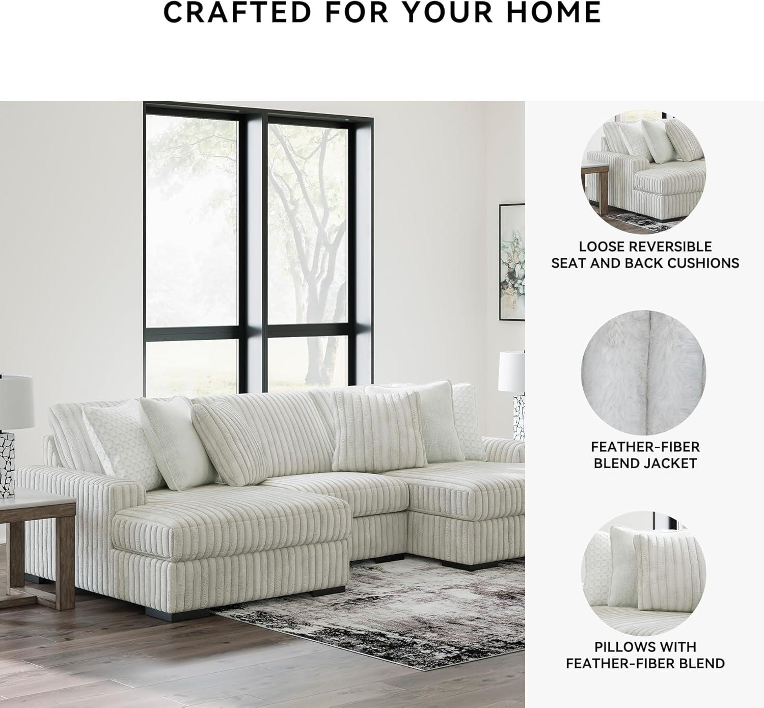 imageSignature Design by Ashley Stupendous Modern Anti Sag LeftArm Facing 2Piece Sectional with Chaise Reversible Cushions and 6 Accent Pillows Light GrayLight Gray