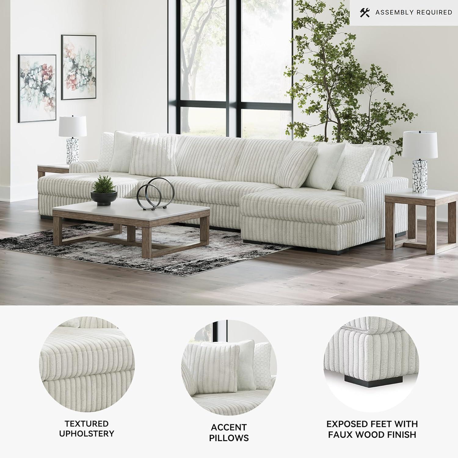 imageSignature Design by Ashley Stupendous Modern Anti Sag LeftArm Facing 2Piece Sectional with Chaise Reversible Cushions and 6 Accent Pillows Light GrayLight Gray