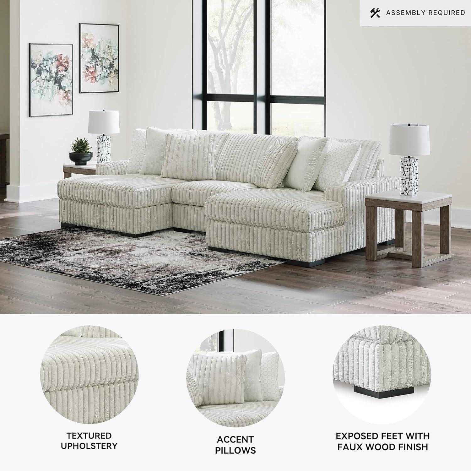 imageSignature Design by Ashley Stupendous Modern Anti Sag LeftArm Facing 2Piece Sectional with Chaise Reversible Cushions and 6 Accent Pillows Light GrayLight Gray