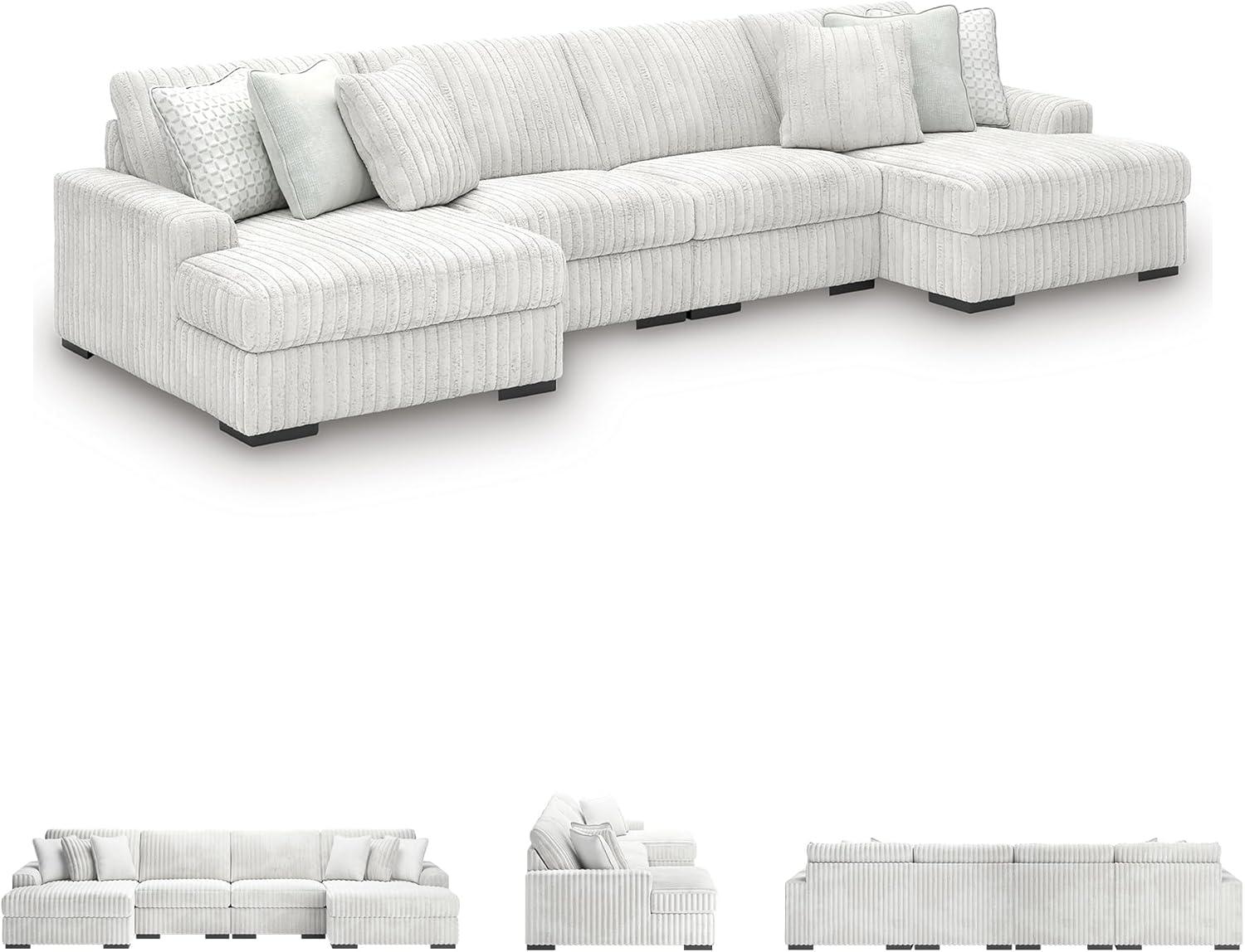 imageSignature Design by Ashley Stupendous Modern Anti Sag LeftArm Facing 2Piece Sectional with Chaise Reversible Cushions and 6 Accent Pillows Light GrayLight Gray