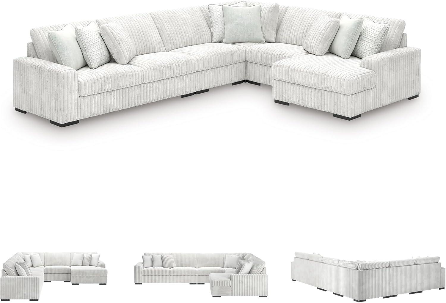imageSignature Design by Ashley Stupendous Modern Anti Sag LeftArm Facing 2Piece Sectional with Chaise Reversible Cushions and 6 Accent Pillows Light GrayLight Gray