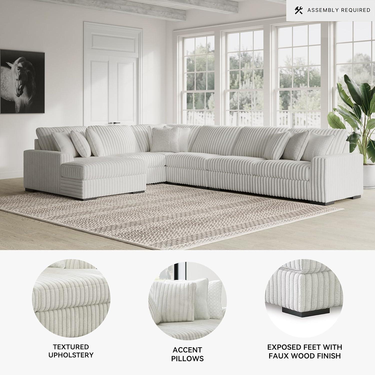 imageSignature Design by Ashley Stupendous Modern Anti Sag LeftArm Facing 2Piece Sectional with Chaise Reversible Cushions and 6 Accent Pillows Light GrayLight Gray