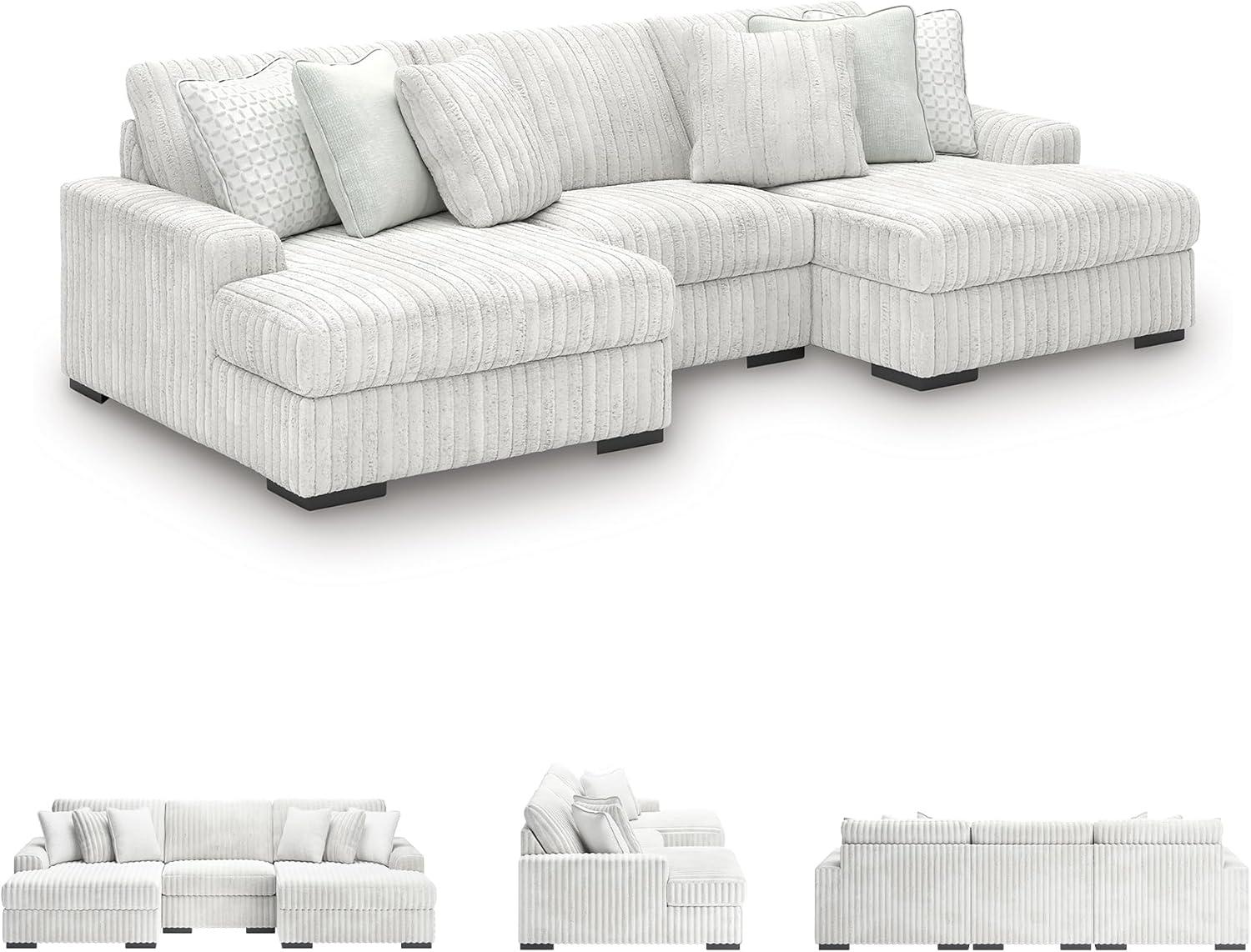 imageSignature Design by Ashley Stupendous Modern Anti Sag LeftArm Facing 2Piece Sectional with Chaise Reversible Cushions and 6 Accent Pillows Light GrayLight Gray