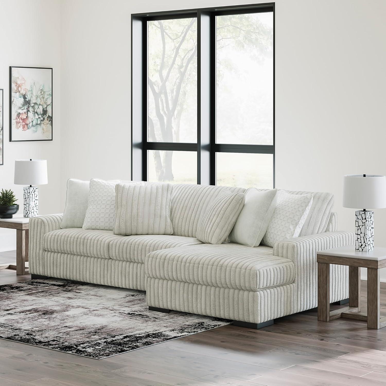 imageSignature Design by Ashley Stupendous Modern Anti Sag LeftArm Facing 2Piece Sectional with Chaise Reversible Cushions and 6 Accent Pillows Light GrayLight Gray
