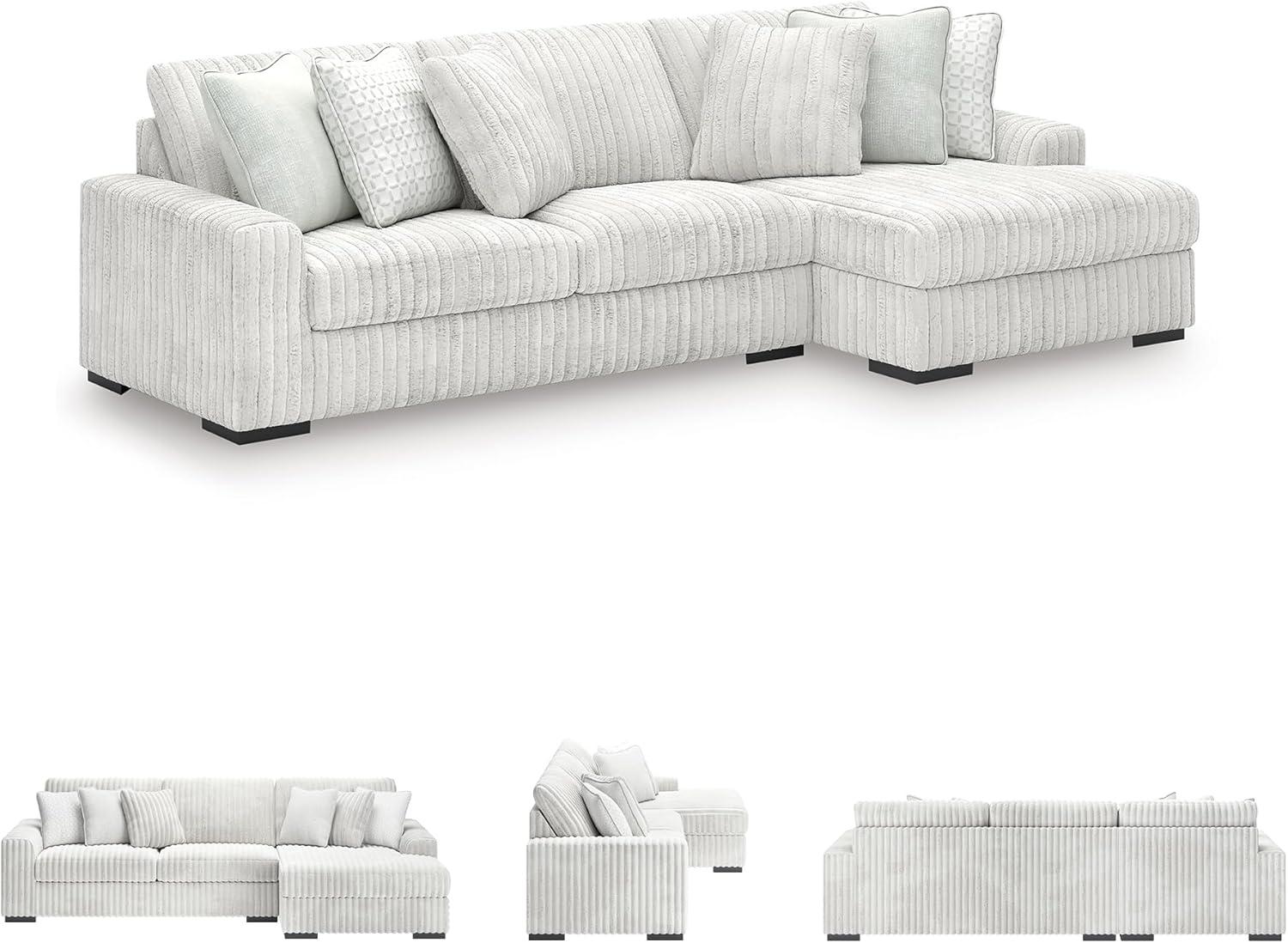 imageSignature Design by Ashley Stupendous Modern Anti Sag LeftArm Facing 2Piece Sectional with Chaise Reversible Cushions and 6 Accent Pillows Light GrayLight Gray