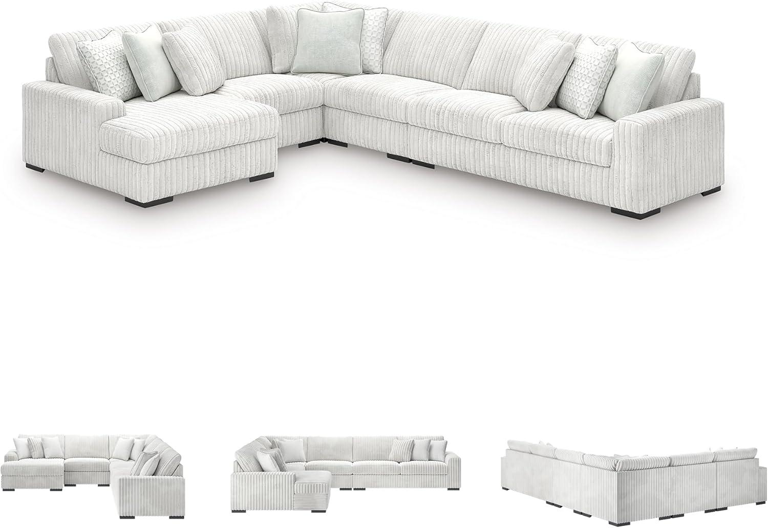 imageSignature Design by Ashley Stupendous Modern Anti Sag LeftArm Facing 2Piece Sectional with Chaise Reversible Cushions and 6 Accent Pillows Light GrayLight Gray