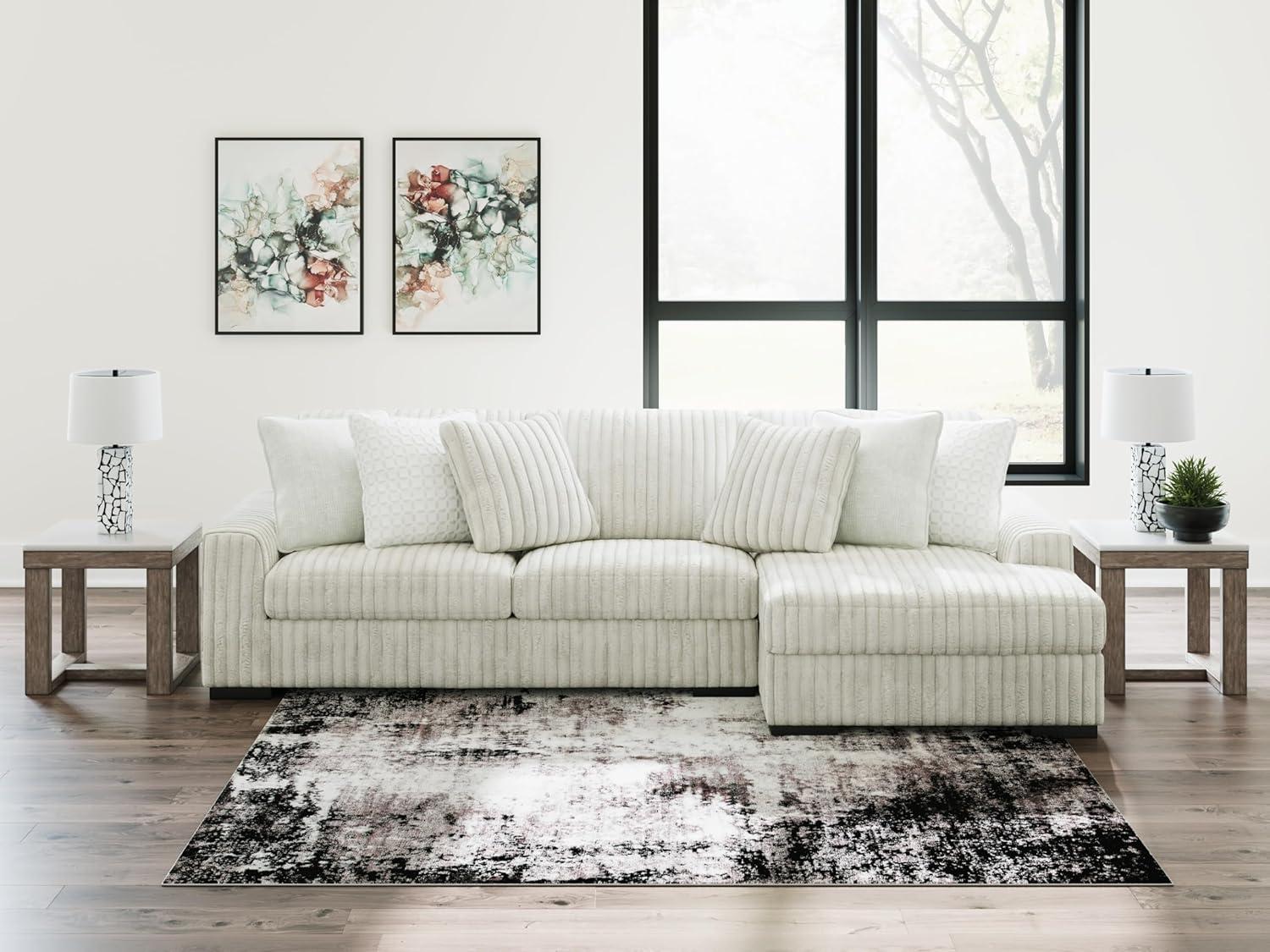 imageSignature Design by Ashley Stupendous Modern Anti Sag LeftArm Facing 2Piece Sectional with Chaise Reversible Cushions and 6 Accent Pillows Light GrayLight Gray
