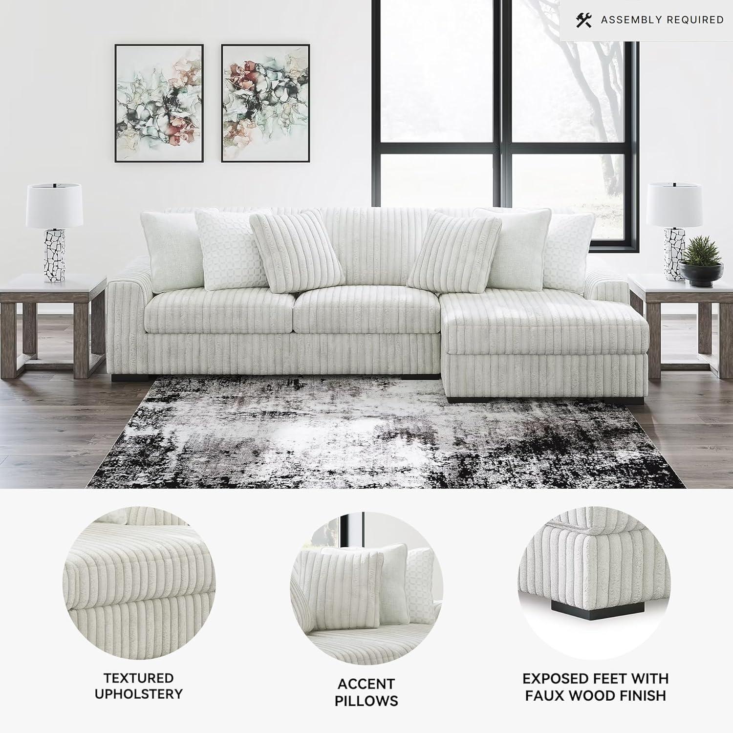 imageSignature Design by Ashley Stupendous Modern Anti Sag LeftArm Facing 2Piece Sectional with Chaise Reversible Cushions and 6 Accent Pillows Light GrayLight Gray