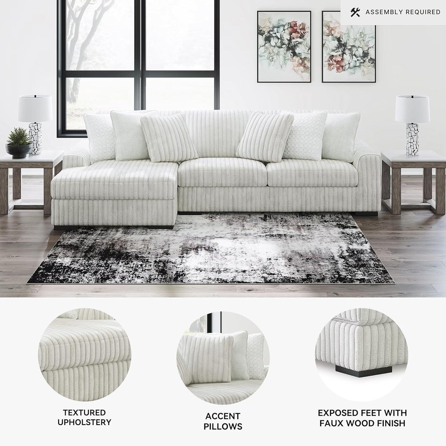 imageSignature Design by Ashley Stupendous Modern Anti Sag LeftArm Facing 2Piece Sectional with Chaise Reversible Cushions and 6 Accent Pillows Light GrayLight Gray