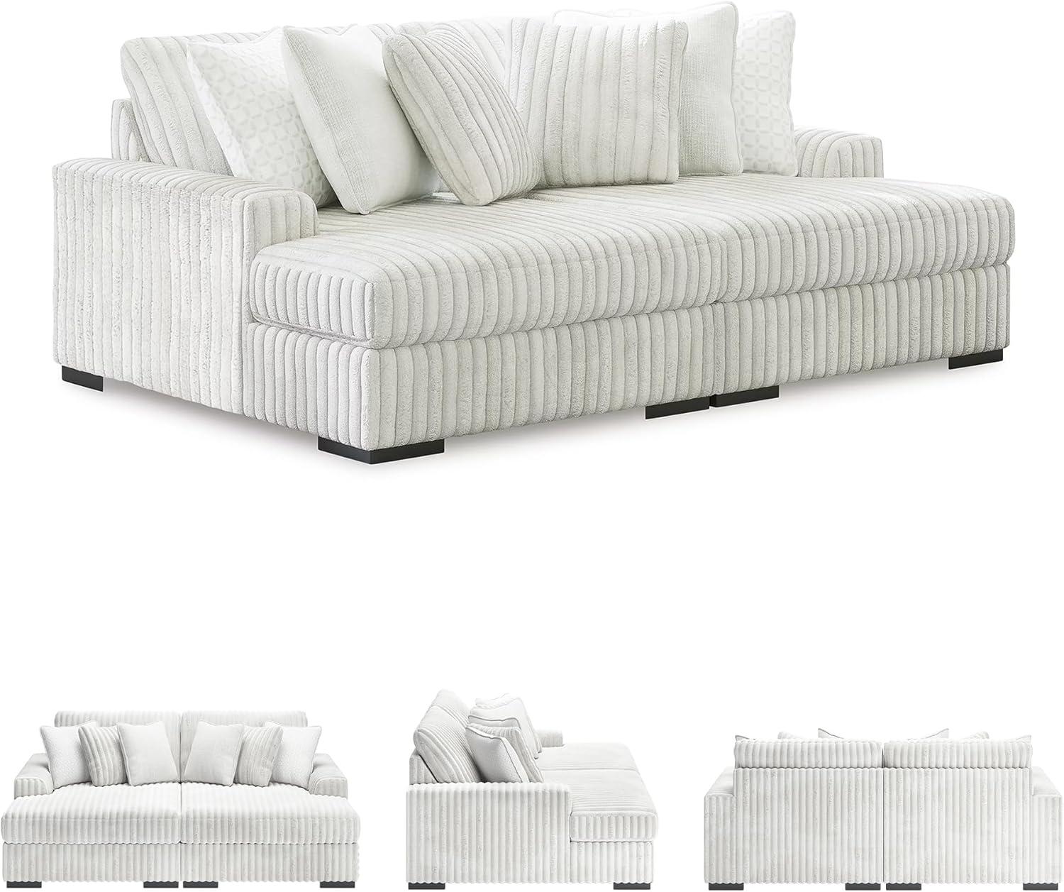imageSignature Design by Ashley Stupendous Modern Anti Sag LeftArm Facing 2Piece Sectional with Chaise Reversible Cushions and 6 Accent Pillows Light GrayLight Gray