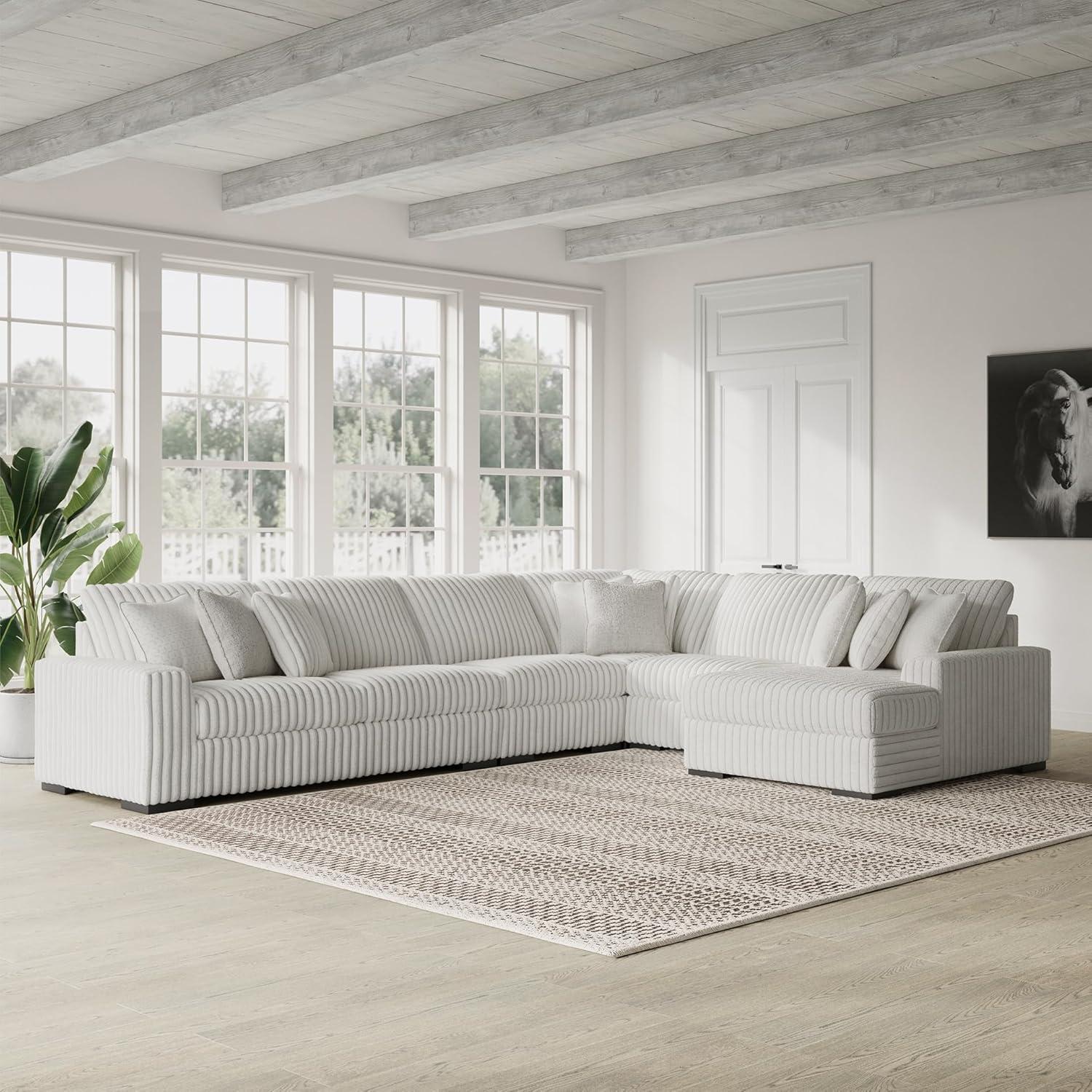 imageSignature Design by Ashley Stupendous Modern Anti Sag LeftArm Facing 2Piece Sectional with Chaise Reversible Cushions and 6 Accent Pillows Light GrayLight Gray