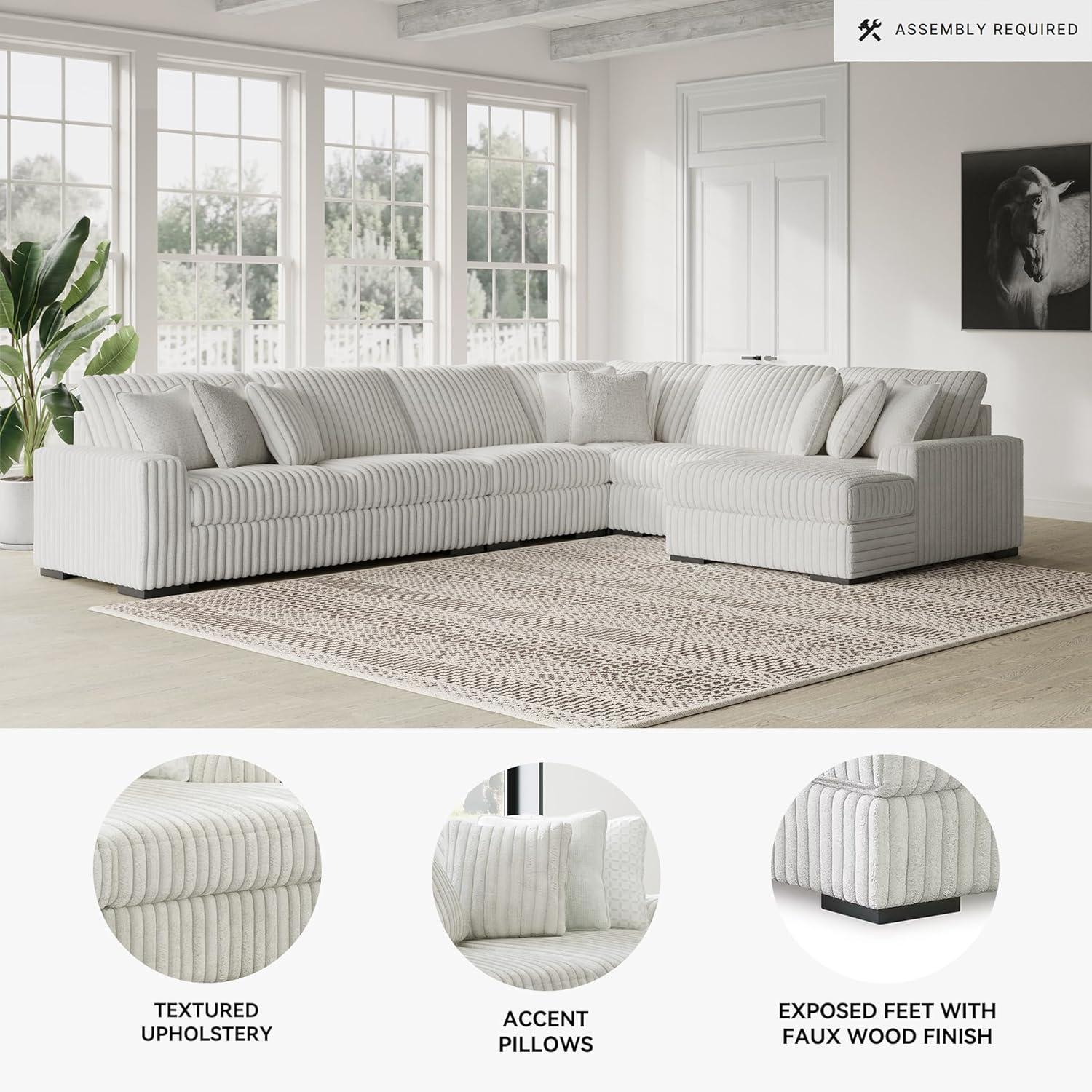 imageSignature Design by Ashley Stupendous Modern Anti Sag LeftArm Facing 2Piece Sectional with Chaise Reversible Cushions and 6 Accent Pillows Light GrayLight Gray