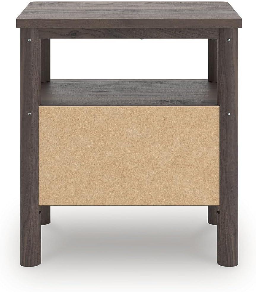 imageSignature Design by Ashley Symarro MidCentury Modern 1Drawer Nightstand with USB Ports LED Lighting and Open Shelf Dark Brown