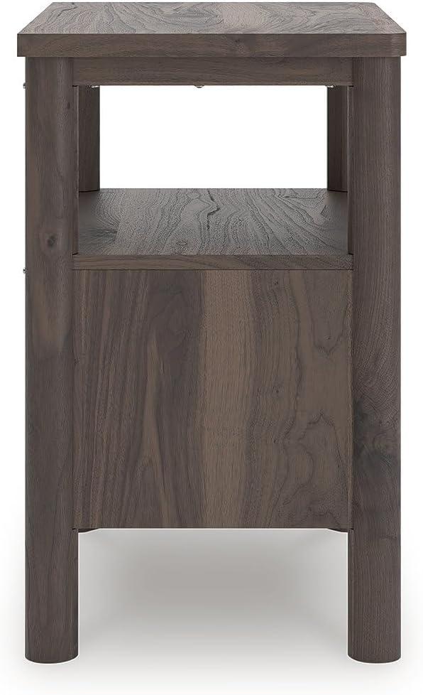 imageSignature Design by Ashley Symarro MidCentury Modern 1Drawer Nightstand with USB Ports LED Lighting and Open Shelf Dark Brown