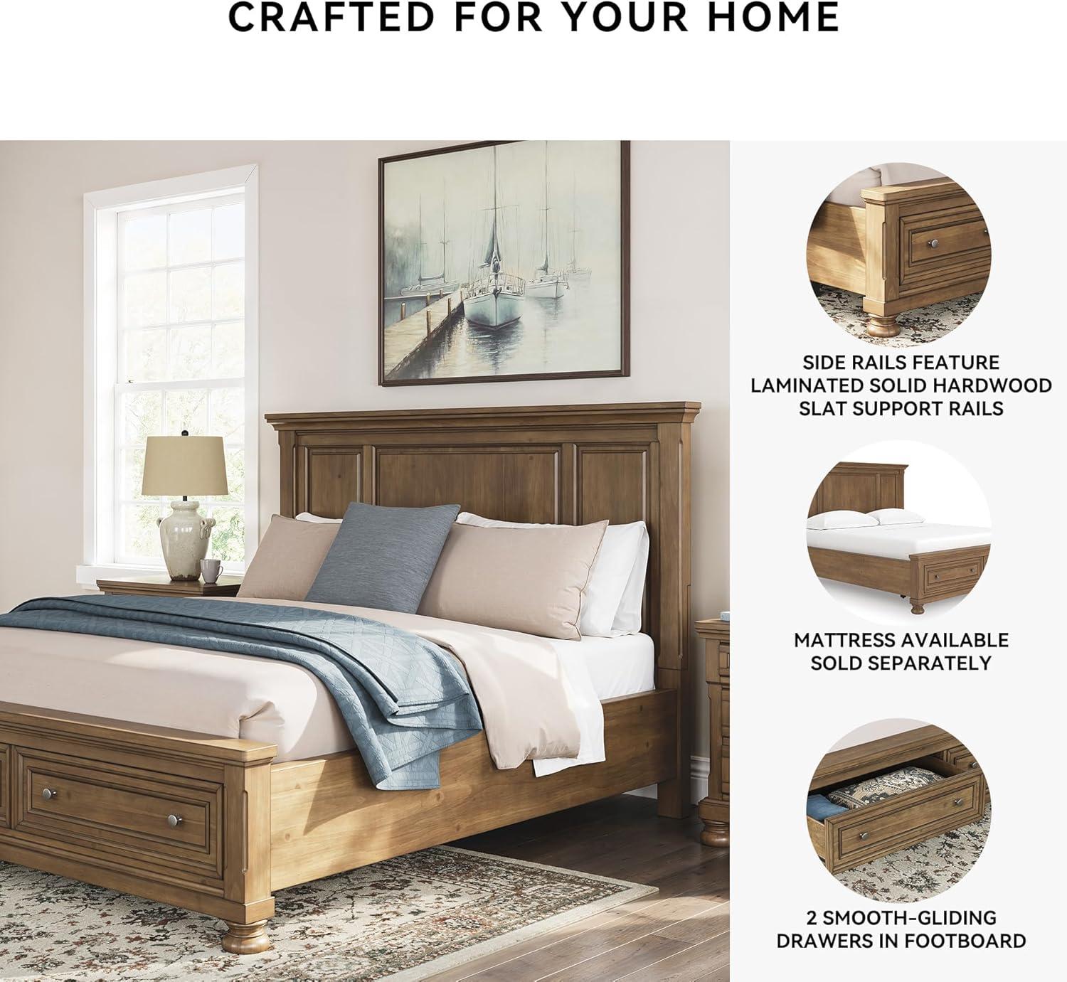 imageSignature Design by Ashley Vandenmore Traditional Panel Storage Bed Foundation or Box Spring Not Needed Queen Dark BrownCalifornia King Panel Storage Bed