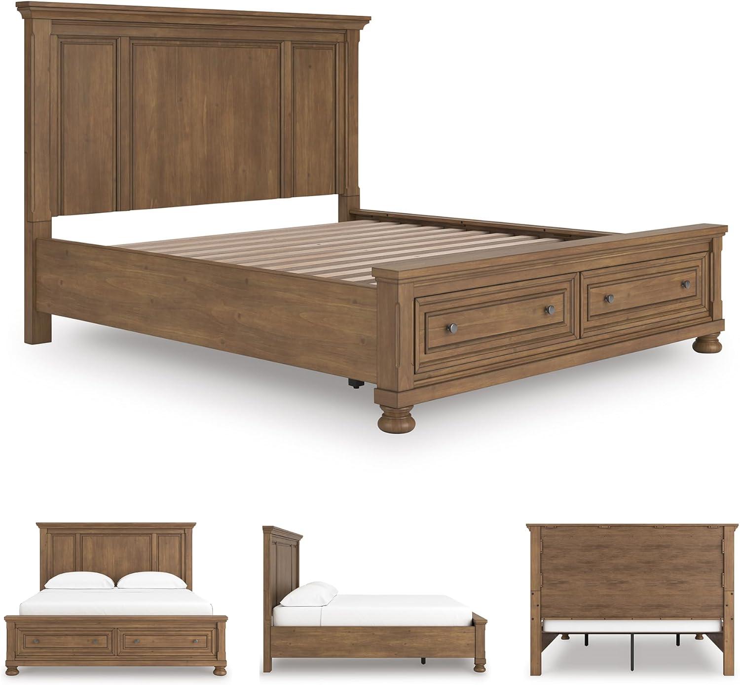 imageSignature Design by Ashley Vandenmore Traditional Panel Storage Bed Foundation or Box Spring Not Needed Queen Dark BrownCalifornia King Panel Storage Bed