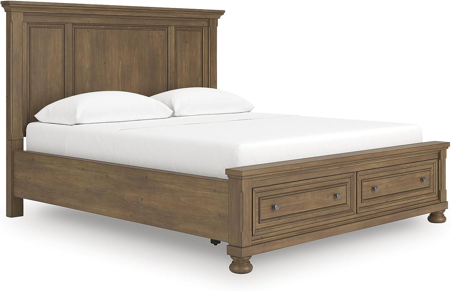 imageSignature Design by Ashley Vandenmore Traditional Panel Storage Bed Foundation or Box Spring Not Needed Queen Dark BrownCalifornia King Panel Storage Bed