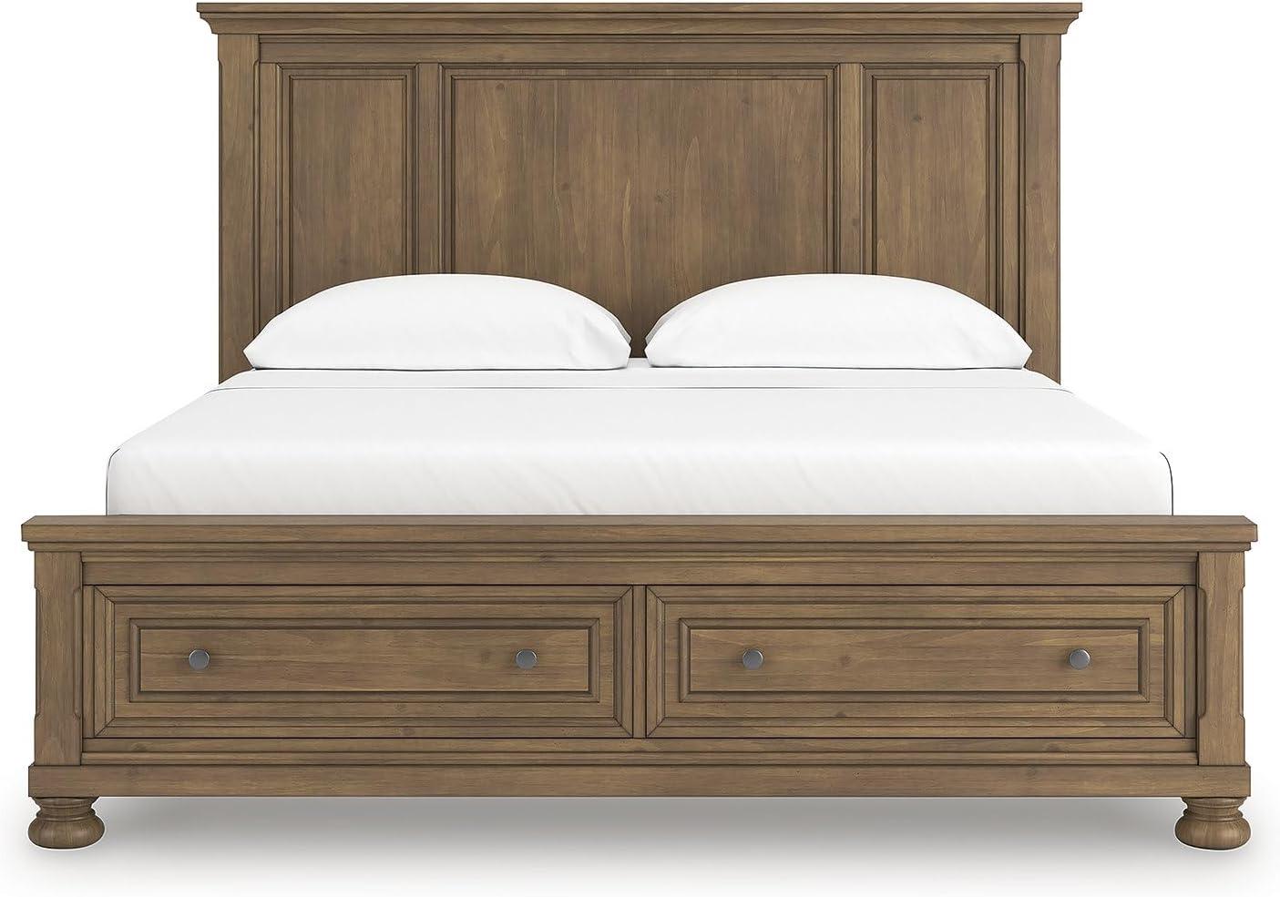 imageSignature Design by Ashley Vandenmore Traditional Panel Storage Bed Foundation or Box Spring Not Needed Queen Dark BrownCalifornia King Panel Storage Bed
