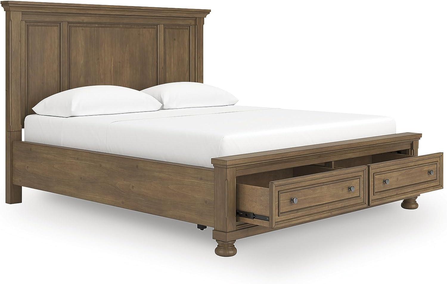 imageSignature Design by Ashley Vandenmore Traditional Panel Storage Bed Foundation or Box Spring Not Needed Queen Dark BrownCalifornia King Panel Storage Bed