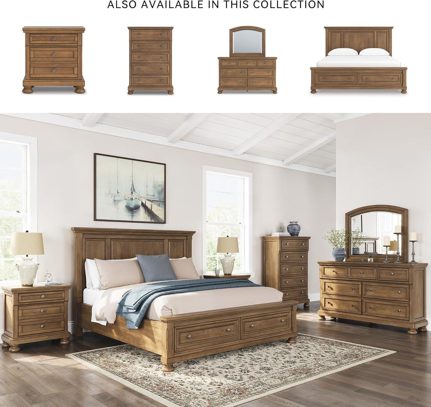 imageSignature Design by Ashley Vandenmore Traditional Panel Storage Bed Foundation or Box Spring Not Needed Queen Dark BrownCalifornia King Panel Storage Bed
