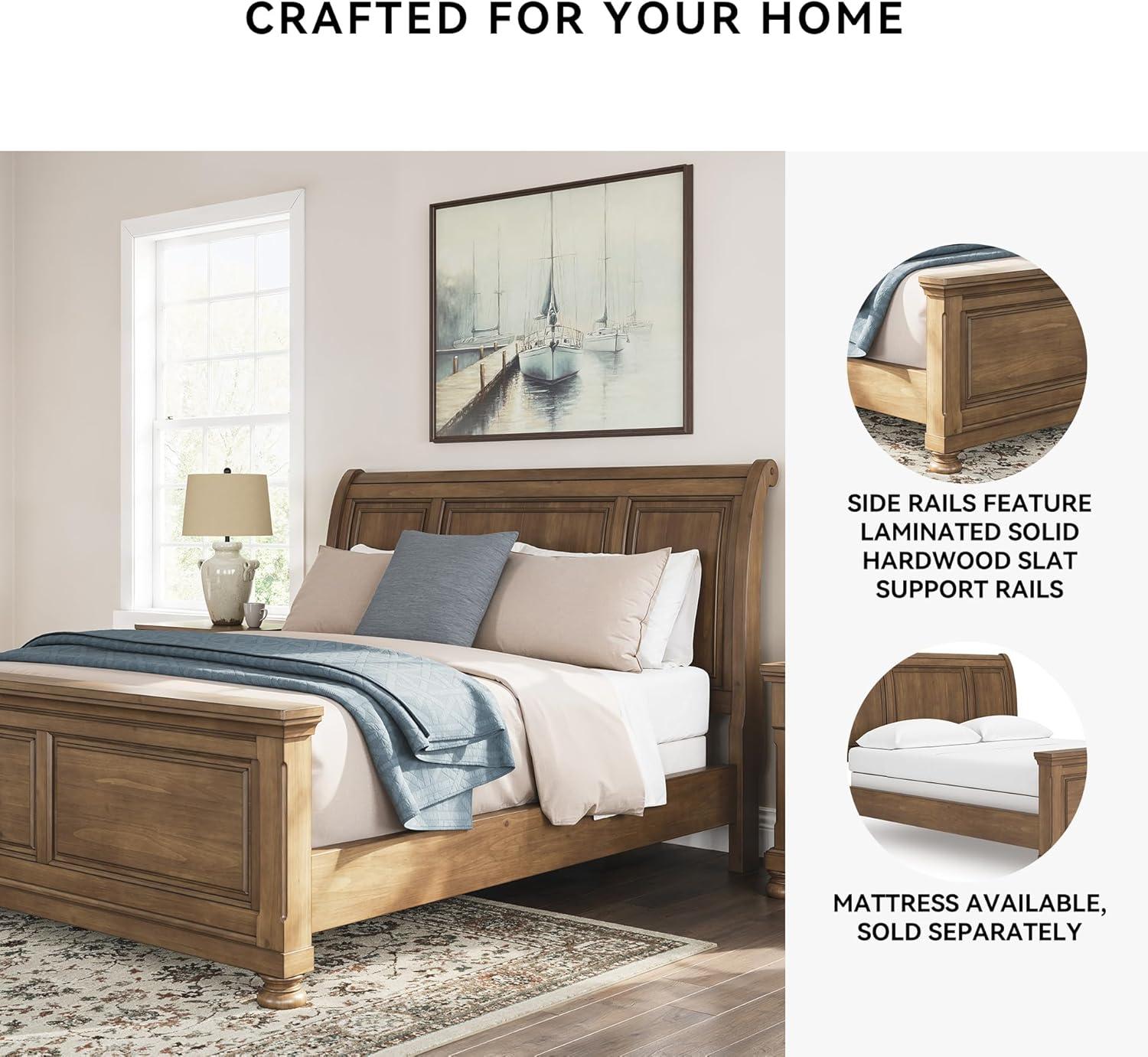 imageSignature Design by Ashley Vandenmore Traditional Panel Storage Bed Foundation or Box Spring Not Needed Queen Dark BrownCalifornia King Sleigh Bed