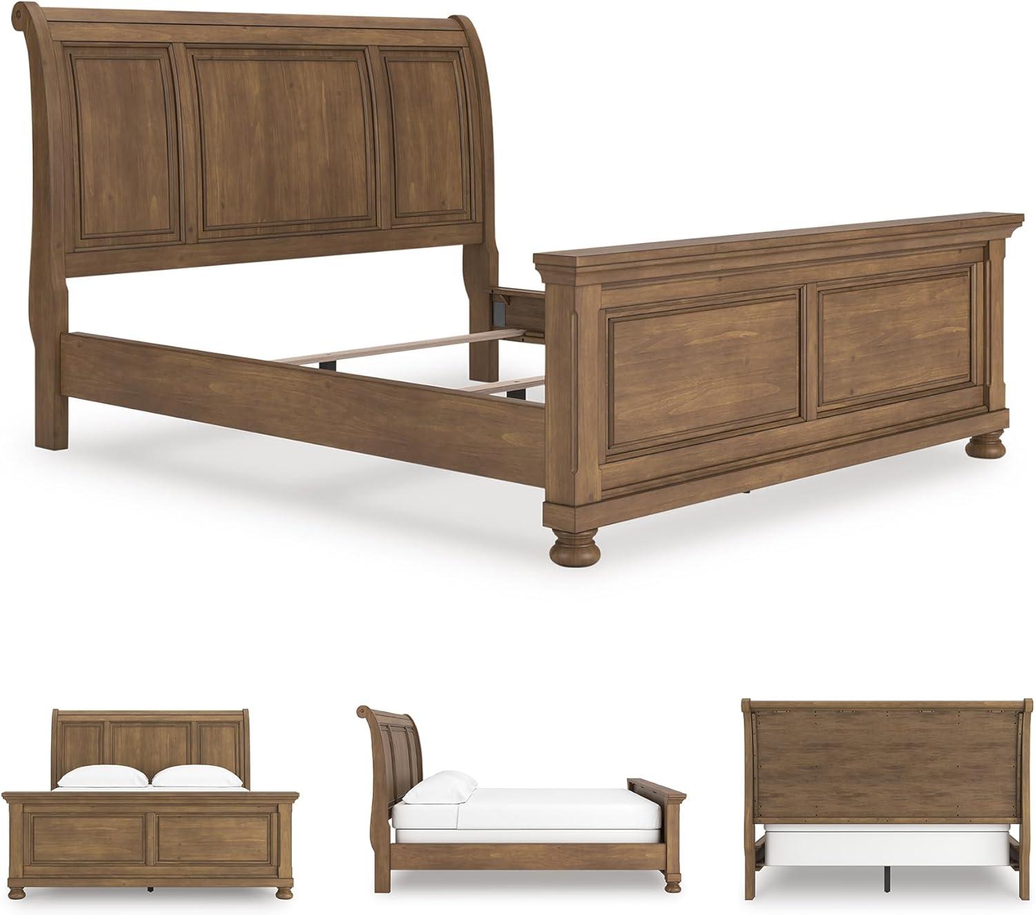 imageSignature Design by Ashley Vandenmore Traditional Panel Storage Bed Foundation or Box Spring Not Needed Queen Dark BrownCalifornia King Sleigh Bed