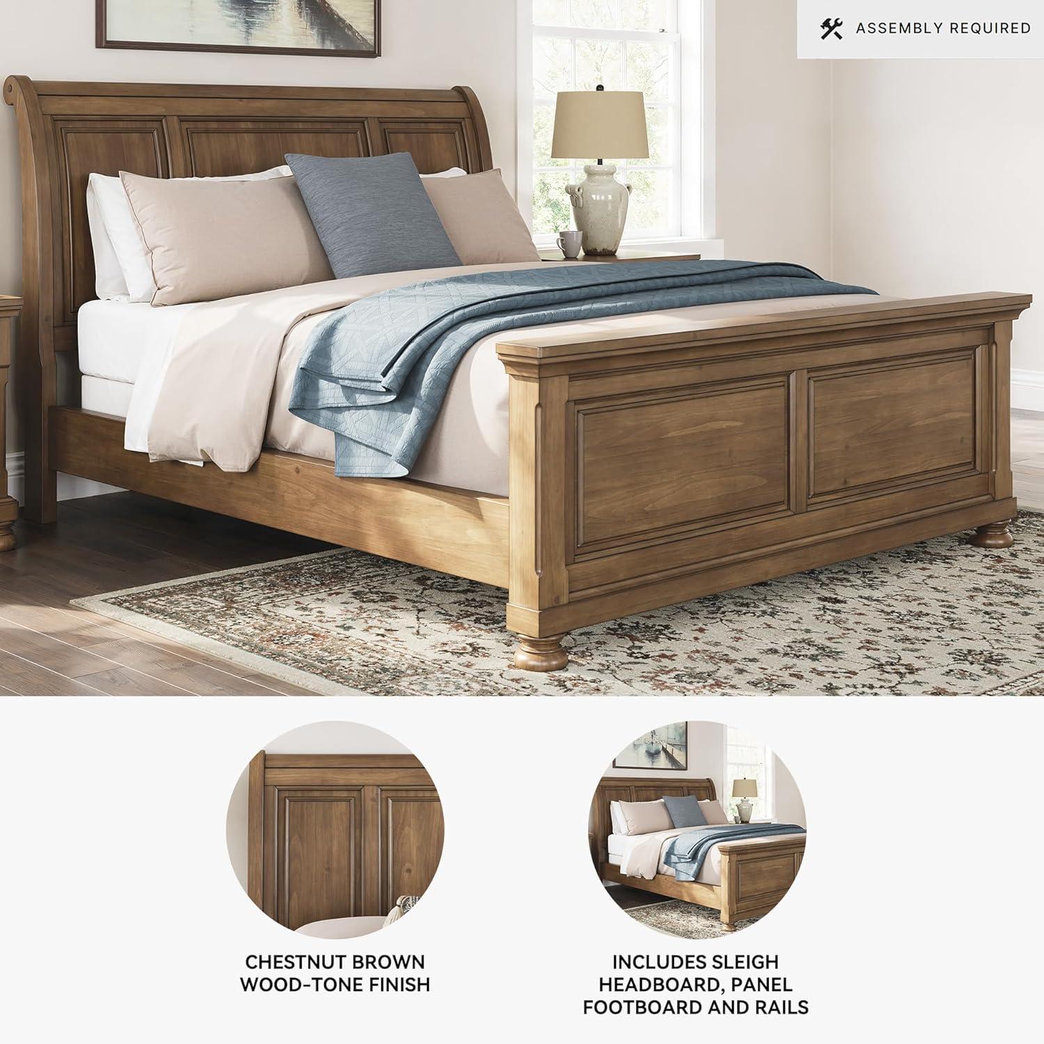 imageSignature Design by Ashley Vandenmore Traditional Panel Storage Bed Foundation or Box Spring Not Needed Queen Dark BrownCalifornia King Sleigh Bed