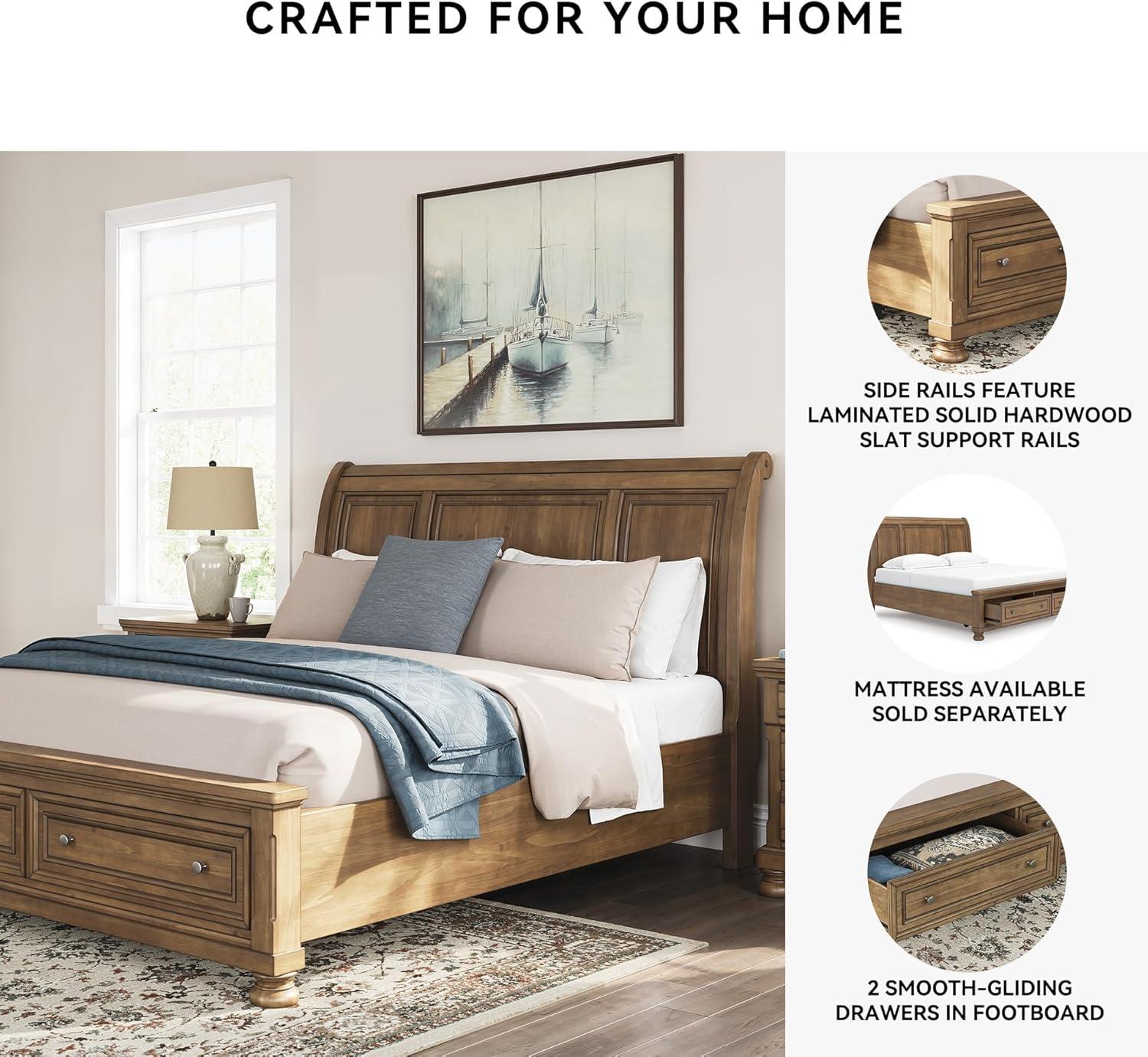 imageSignature Design by Ashley Vandenmore Traditional Panel Storage Bed Foundation or Box Spring Not Needed Queen Dark BrownCalifornia King Storage Sleigh Bed