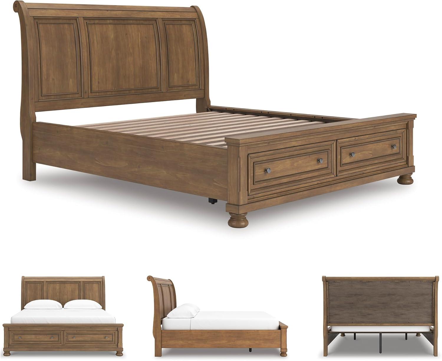 imageSignature Design by Ashley Vandenmore Traditional Panel Storage Bed Foundation or Box Spring Not Needed Queen Dark BrownCalifornia King Storage Sleigh Bed
