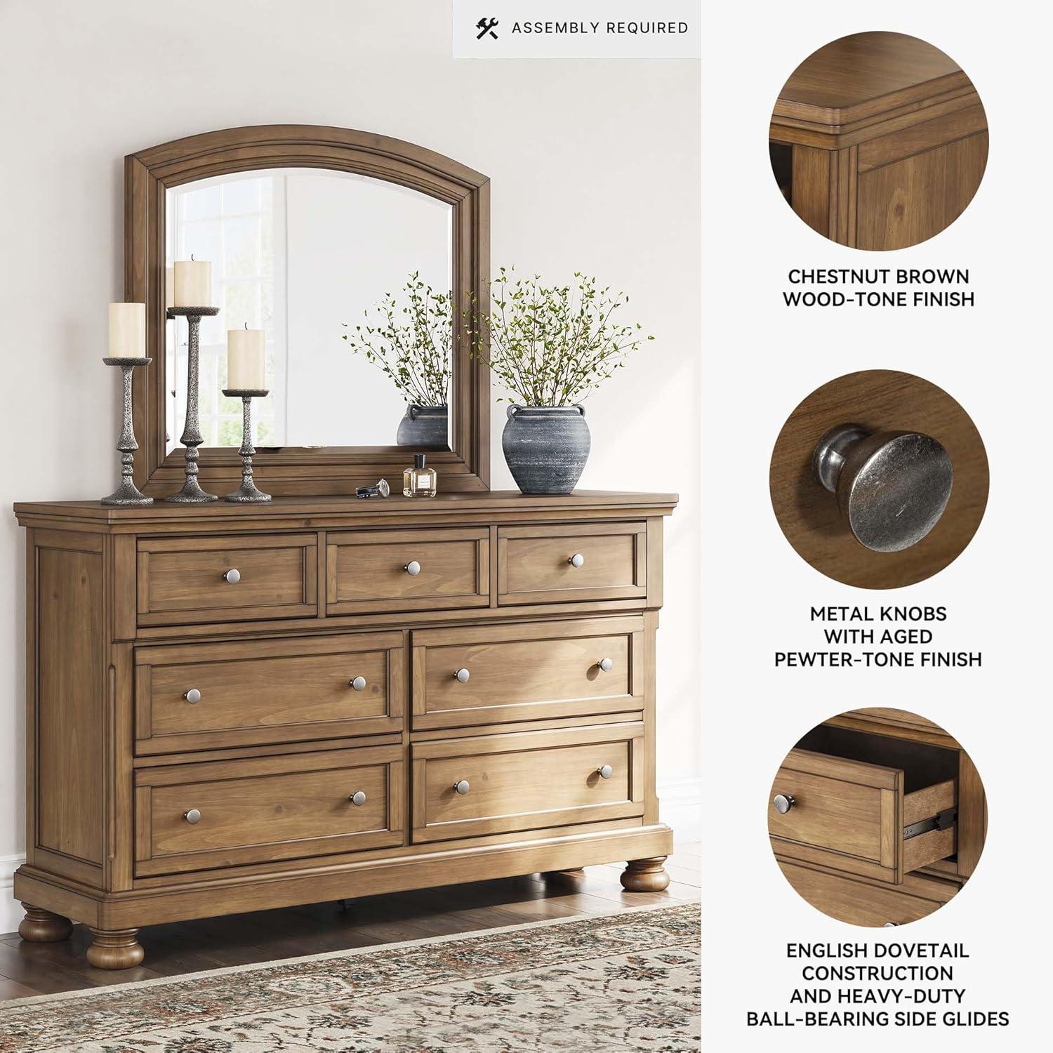 imageSignature Design by Ashley Vandenmore Traditional Panel Storage Bed Foundation or Box Spring Not Needed Queen Dark BrownDresser and Mirror