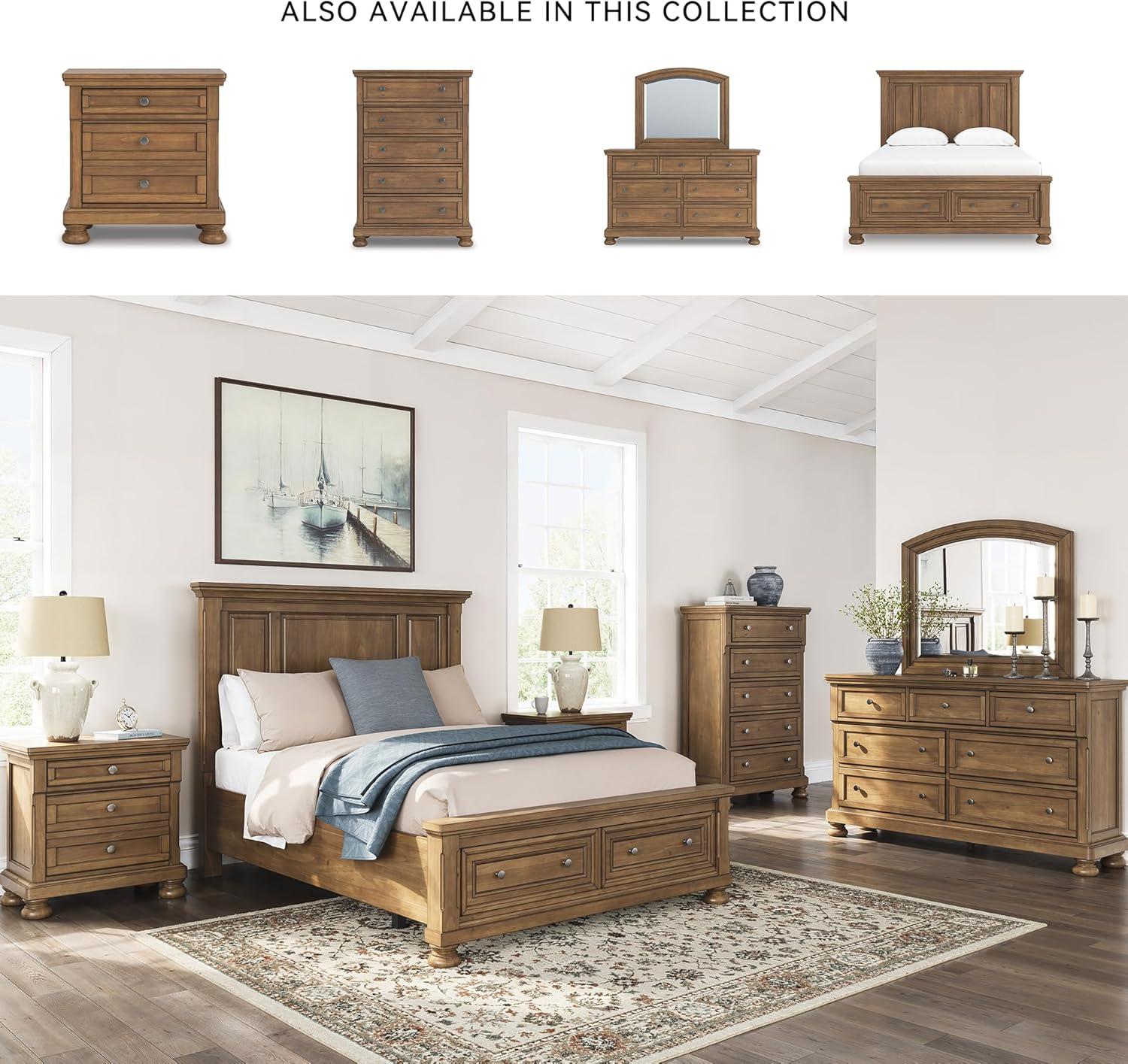 imageSignature Design by Ashley Vandenmore Traditional Panel Storage Bed Foundation or Box Spring Not Needed Queen Dark BrownDresser and Mirror