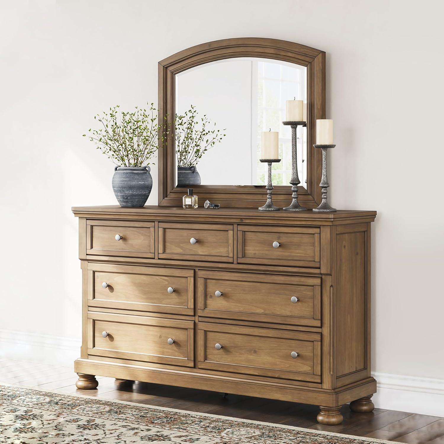 imageSignature Design by Ashley Vandenmore Traditional Panel Storage Bed Foundation or Box Spring Not Needed Queen Dark BrownDresser and Mirror