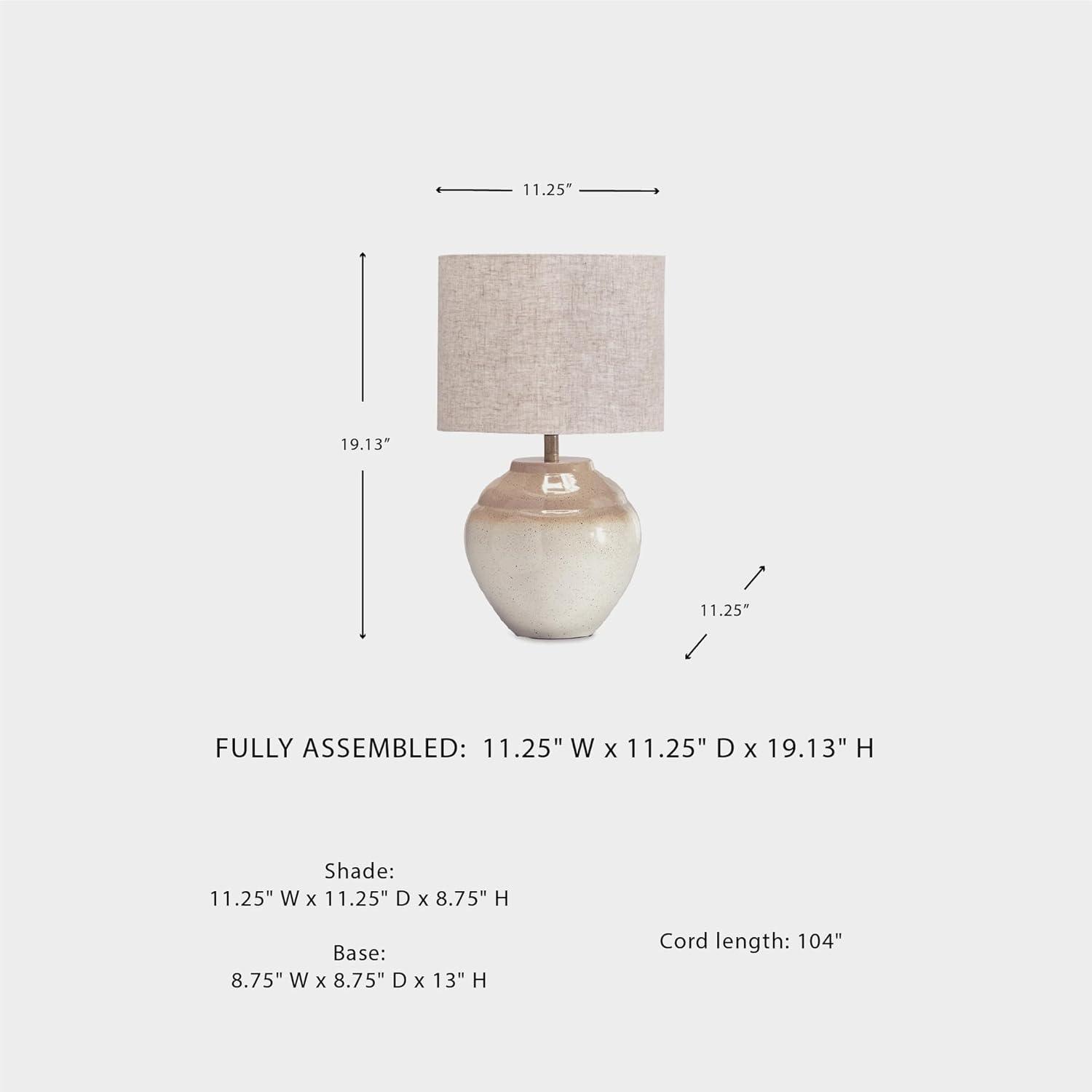 imageSignature Design by Ashley Waldish Rustic Table Lamp with Drum Shade Beige
