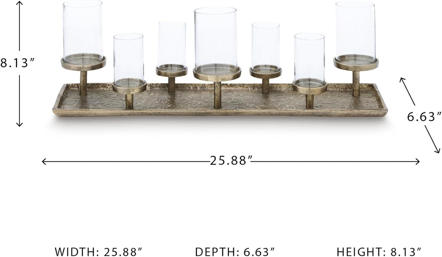 imageSignature Design by Ashley Wallmond Traditional Candle Holder with Metal Base and Antiqued Finish Brown amp Clear