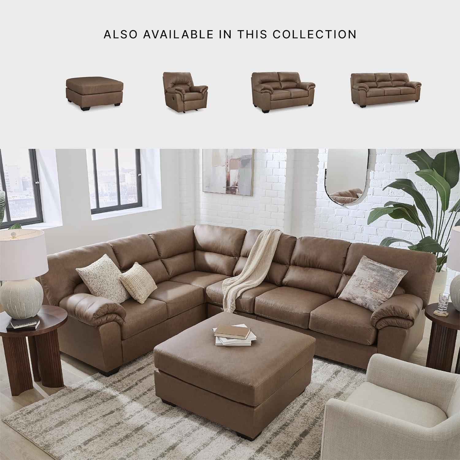 imageSignature Design by Ashley Whitlock LShape RightArm Facing Casual Faux Leather 2Piece Sectional with Removable Cushion Dark BrownCaramel