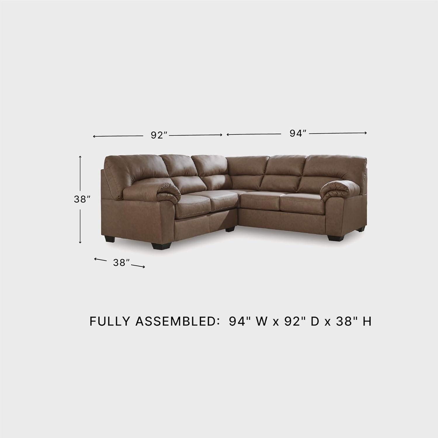 imageSignature Design by Ashley Whitlock LShape RightArm Facing Casual Faux Leather 2Piece Sectional with Removable Cushion Dark BrownCaramel