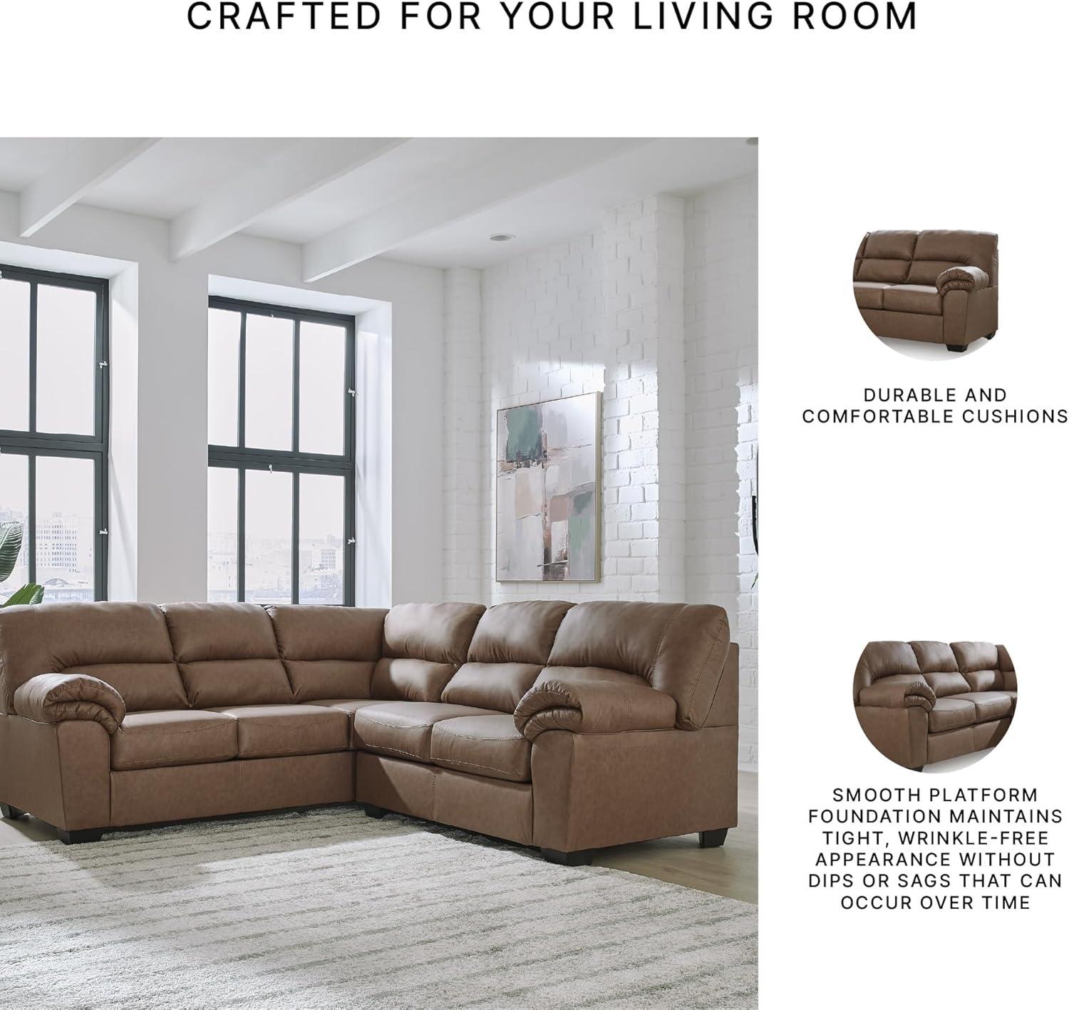 imageSignature Design by Ashley Whitlock LShape RightArm Facing Casual Faux Leather 2Piece Sectional with Removable Cushion Dark BrownCaramel