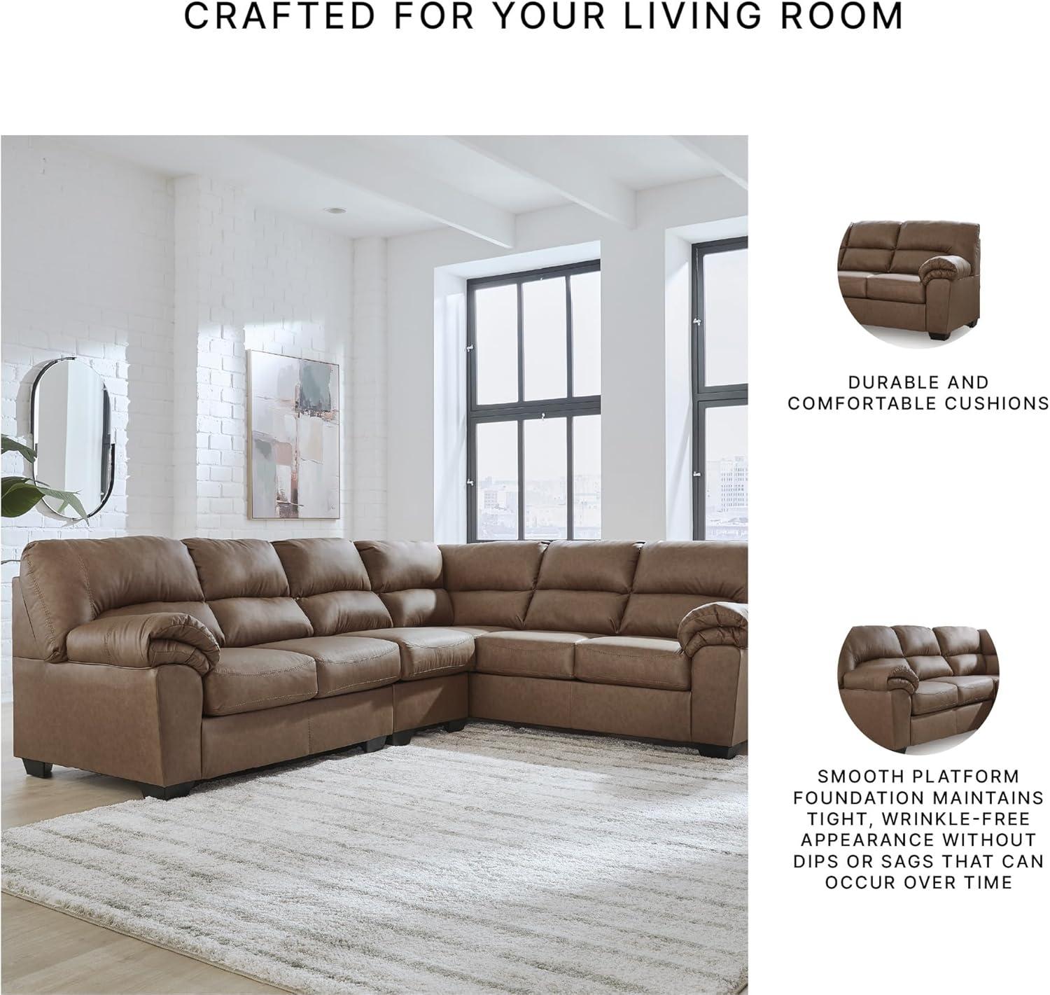 imageSignature Design by Ashley Whitlock LShape RightArm Facing Casual Faux Leather 2Piece Sectional with Removable Cushion Dark BrownCaramel