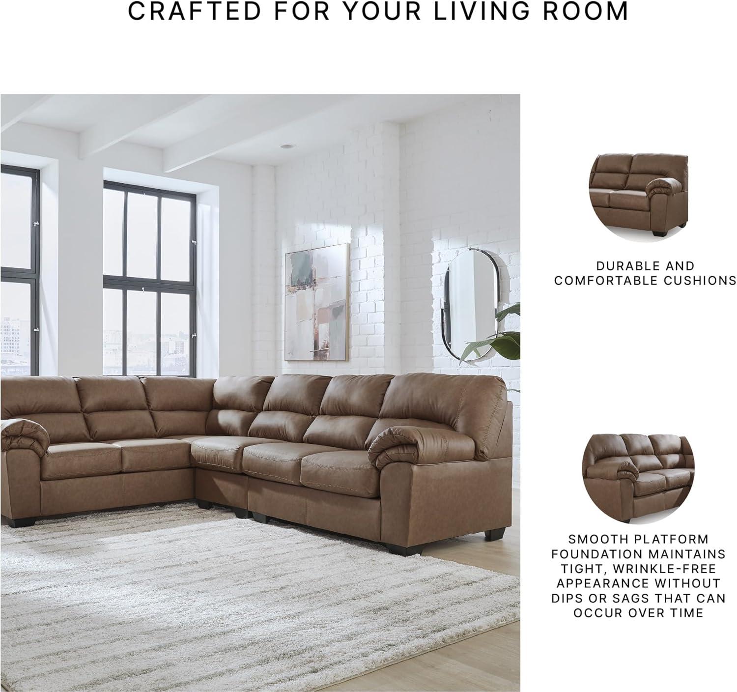 imageSignature Design by Ashley Whitlock LShape RightArm Facing Casual Faux Leather 2Piece Sectional with Removable Cushion Dark BrownCaramel