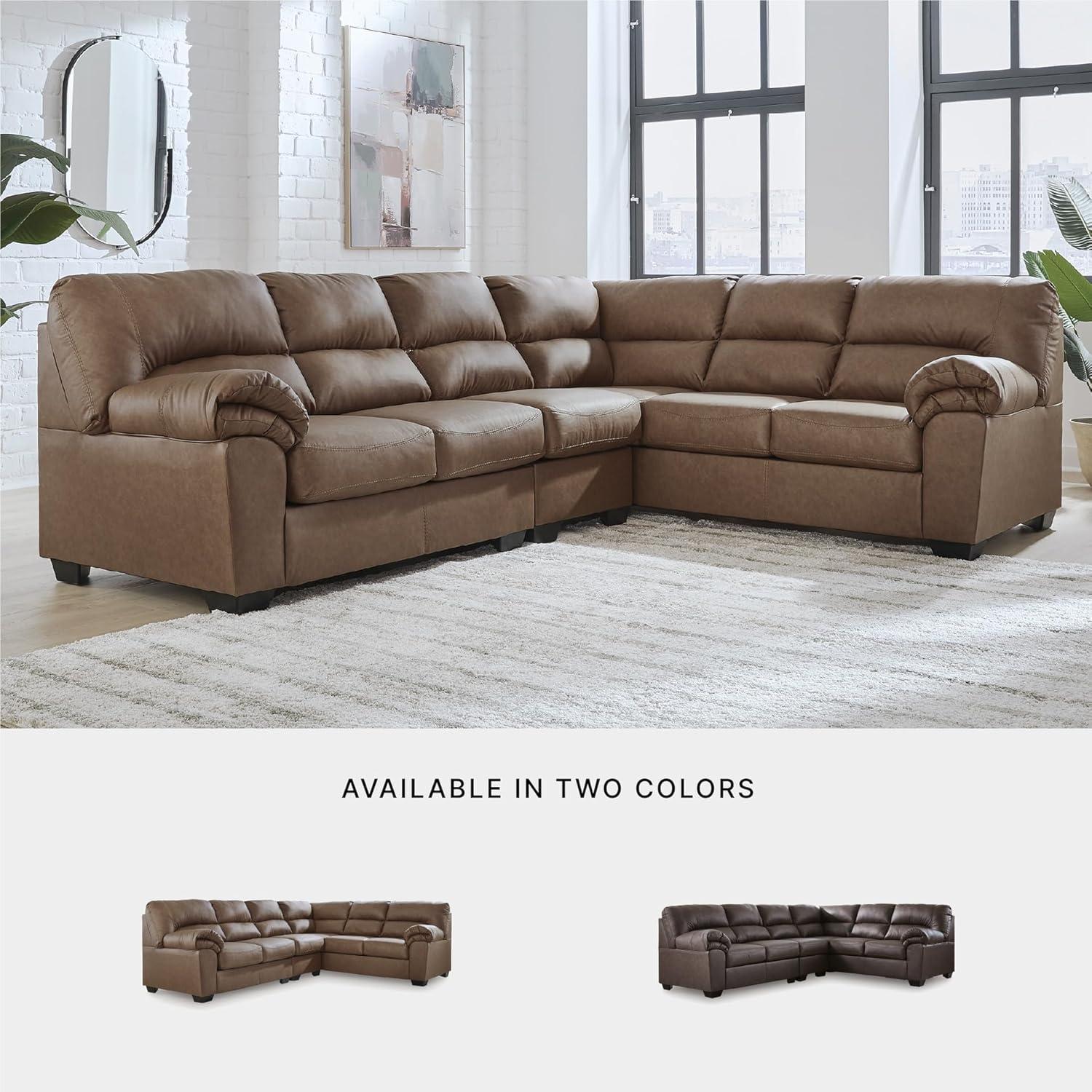 imageSignature Design by Ashley Whitlock LShape RightArm Facing Casual Faux Leather 2Piece Sectional with Removable Cushion Dark BrownCaramel