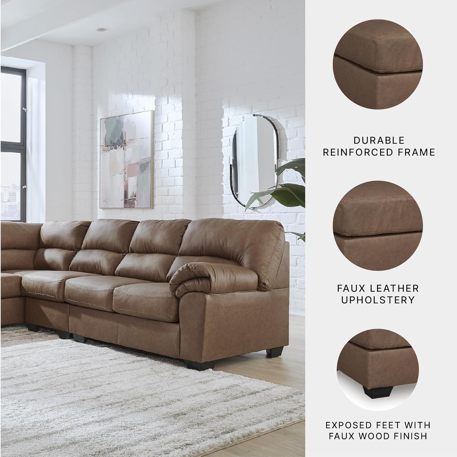 imageSignature Design by Ashley Whitlock LShape RightArm Facing Casual Faux Leather 2Piece Sectional with Removable Cushion Dark BrownCaramel